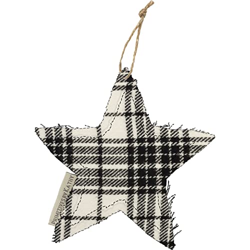 Primitives by Kathy 108881 Plaid Ornament, Set of 10, 2-inch Height, Black and White