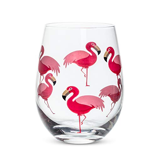 Abbott Collection  27 SG Flamingo Stemless Goblet-4" H(14oz), 4" high, Clear and Pink
