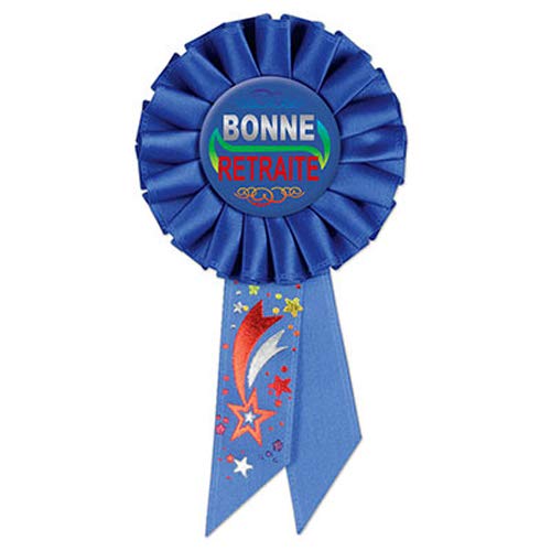 Beistle SRS016BF Bonne Retraite Fabric Rosette, Blue