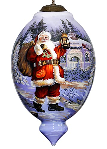 Inner Beauty 2011030 Kris Kringle Comes to Town Hand Painted Glass Ornament, 7-inch Length