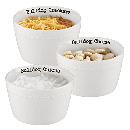 Creative Brands 47th & Main Football Themed Ceramic Serveware, Chili Condiment Set, Bulldogs