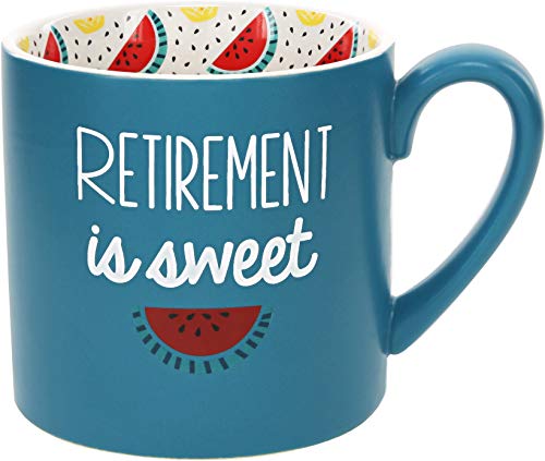 Pavilion Gift Company Watermelon Patterned 15 oz Blue Coffee Mug Retirement Is Sweet