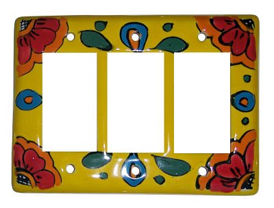Fine Craft Imports Canary Talavera Triple Decora Switch Plate