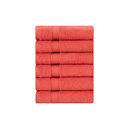 LA HAMMAM - 6 Pack 16√ì _ 28√ì Turkish Cotton Hand Towels for Bathroom, Face, Hotel, Gym, & Spa | Extra Soft Feel Fingertip, Quick Dry and Highly Absorbent Luxury Premium Quality Towel Set - Coral