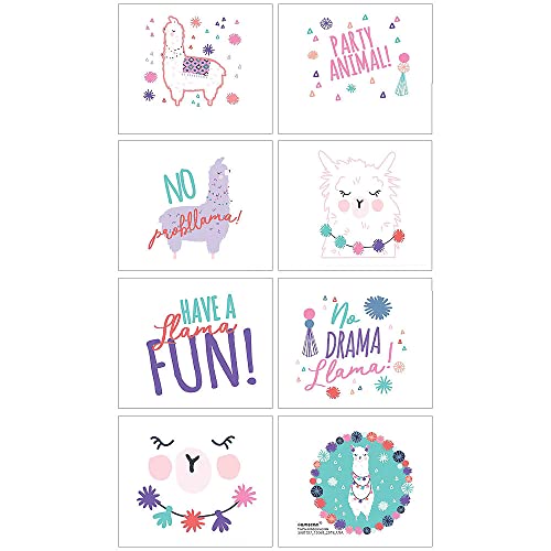 amscan"Llama Fun" Assorted Party Favor Tattoos, 8 Ct, Multicolor