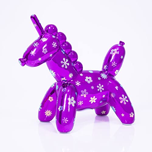 Made By Humans Balloon Money Bank - Large Unicorn Pink w_Opal Flowers Decorations
