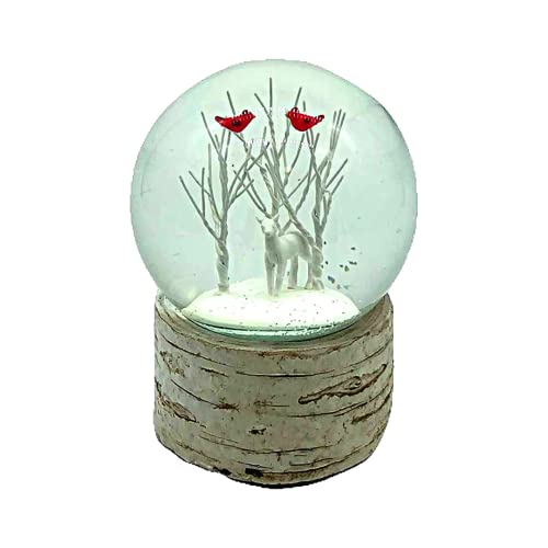 Comfy Hour Joyful Holiday Collection 2 Red Cardinals Figurine Standing on Snowy Branch Water Globe, Musical Snowglobe for Winter Decorations, Polyresin