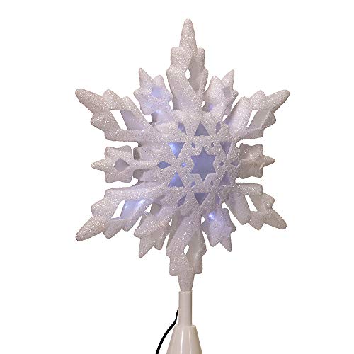 Kurt Adler  10 inches Cool White LED Glitter Snowflake Treetop