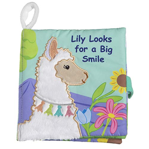 Mary Meyer Soft Cloth Book with Crinkle Paper and Squeaker, 6 x 6-Inches, Lily Llama