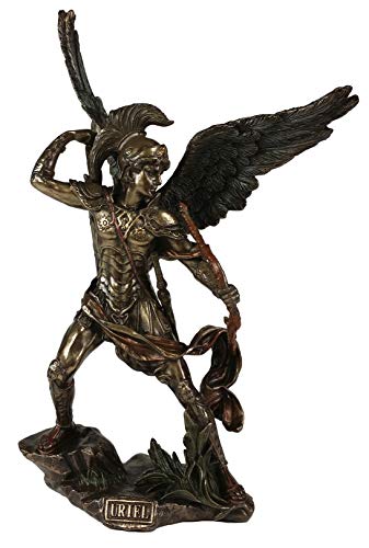 Unicorn Studio Veronese 9.5 Inch Archangel Saint Uriel with Crossbow Statue Sculpture Bronze Color Angel