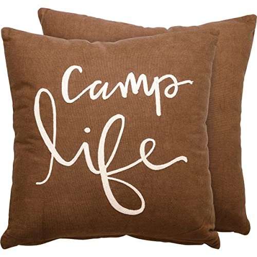Primitives By Kathy 112836 Camp Life Throw Pillow, 15-inch Square
