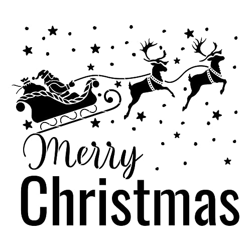 Merry Christmas Stencil | 10mil Plastic 11"H x 11"W | Drawing Stencils Painting Template for Painting on Trays, Pillows, and Furniture | FS108 by Designer Stencils