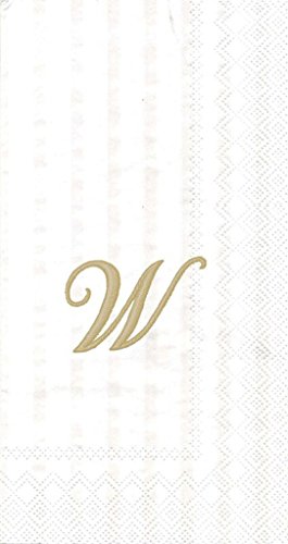 Boston International Ideal Home Range 3-Ply Paper Ivory Monogram, 16 Count Guest Towel Napkins Letter W