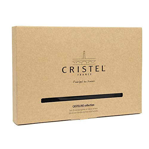 CRISTEL, Set of Detachable Handle includes 1 handle + 2 side handles, Walnut Wood, Stainless Steel Mechanism, Casteline collection
