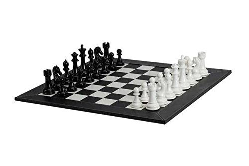 CHH Deluxe Black & White Chessmen with Leatherette Chessboards
