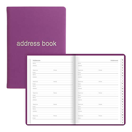 Rediform Letts Dazzle A6 Address Book, White Paper, 192 Pages, 5.75 x 4.125 x 0.375 inches, Purple (B090045)