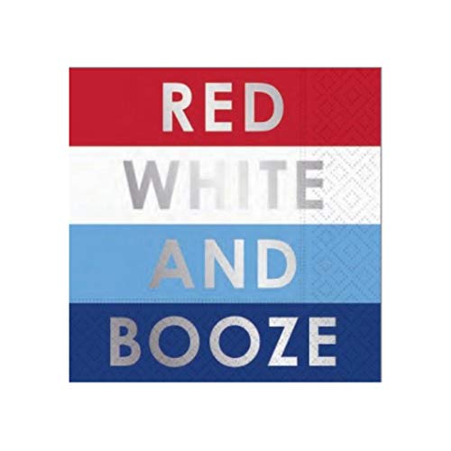 Design Design 624-09472 Red White And Booze Beverage Napkin, Multicolor