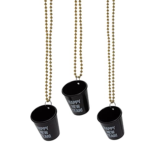 Fun Express Happy New Year Shot Glass Bead Necklaces - Jewelry - 12 Pieces