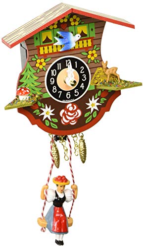 Alexander Taron 0110SQ Engstler Battery-Operated Clock-Mini Size with Music/Chimes H x 4.5" W x 2.25" D, White