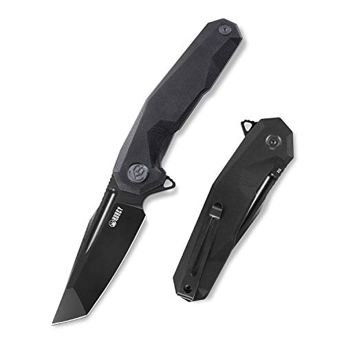 KUBEY Carve KB237 Folding Pocket Knife, Utility Knife with Flipper Opening, 3.58‚Äö√Ñ√π Black Oxide Blade and Grippy G10 Handle, Outdoor Knife Ideal for Hunting Camping and Everyday Carry (Black/Coating)