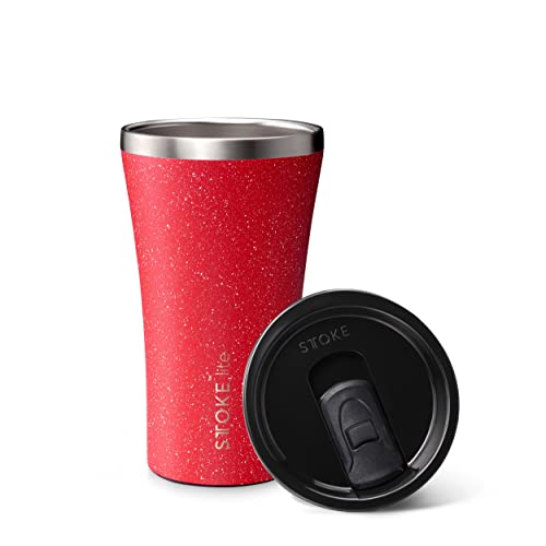 Sttoke Lite Shatterproof Reusable Cup Insulated Drinking Tumbler, 12 oz, Sugar Red