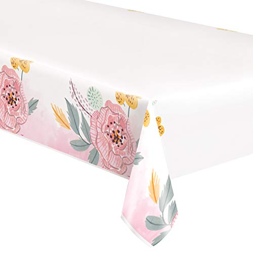 Unique Industries Unique 72553 Painted Floral Party Plastic table cover, 54" x 84", 1ct