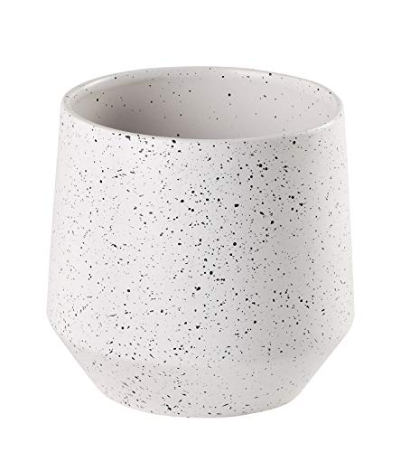 Napco 22093 Ceramic Speckled Planter/Cache Pot, White