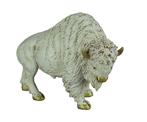 De Leon Collections White Buffalo Statue Figurine 8.8 X 3.9 X 6.6