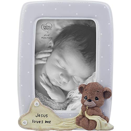 Precious Moments 203106 Jesus Loves Me Bear Resin/Glass Photo Picture Frame, Multicolor