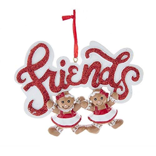 Kurt Adler W8494 Gingerbread Girls 2 Friends Ornament for Personalization, 4-inch High, Resin