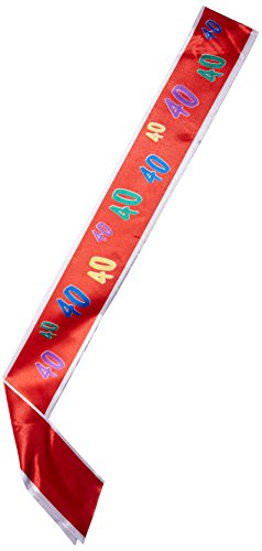 Beistle 40 Birthday Anniversary Party Satin Sash, Multicolored