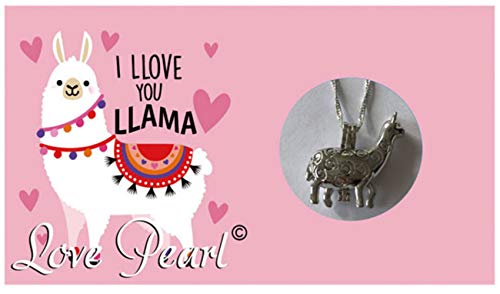 Puka Creations I Love You Llama Love Wish Pearl Kit Chain Necklace Kit Pendant Cultured Pearl in Kit Set with Stainless Steel Chain 16"