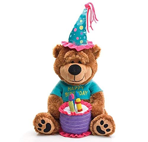 burton + BURTON Adorable Happy Birthday Teddy Bear With Cake That Plays "Happy Birthday To You"