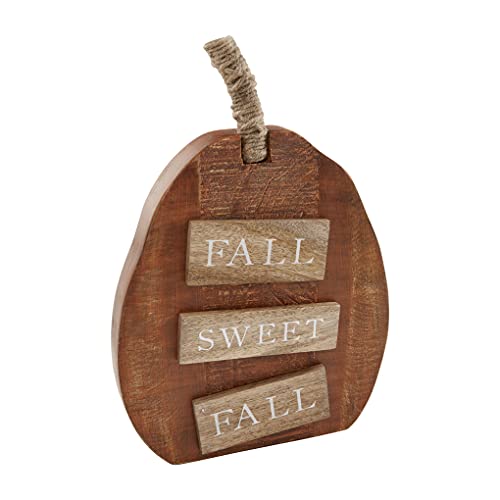 Mud Pie Wood Pumpkin Sitter, Tall, 12" x 8 1/4", Orange