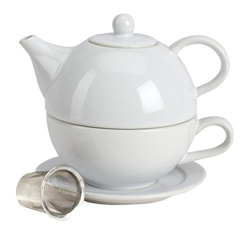 Omniware 5 Piece Tea For One Teapot Set with An Infuser, White