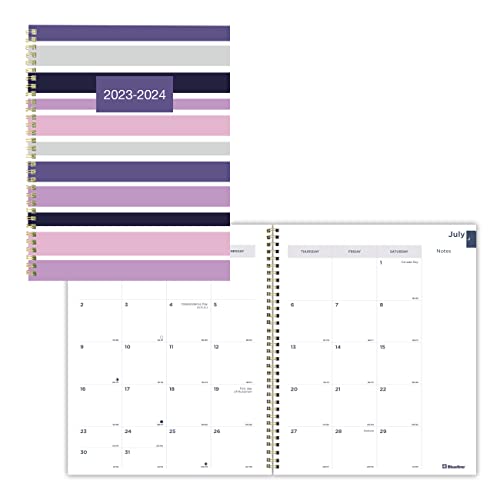 Rediform Blueline Monthly Academic Planner, 14 Months, July to August, Twin-Wire Binding, Geo Design, Stripe