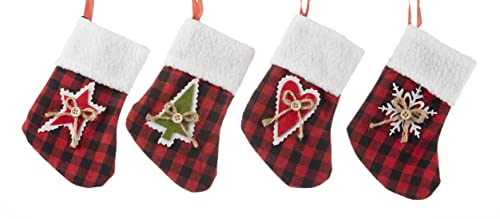 Delton Red and Black Plaid Stocking Ornament, 4 Assortment