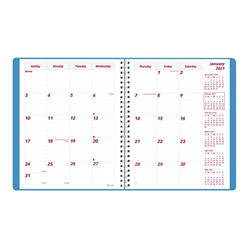 Rediform Brownline Mountain Monthly Planner 2023with 14 Months December 2023 to January 2025, Twin-Wire Binding and Pink Daisy Design, 8.53-inch Height, Blue