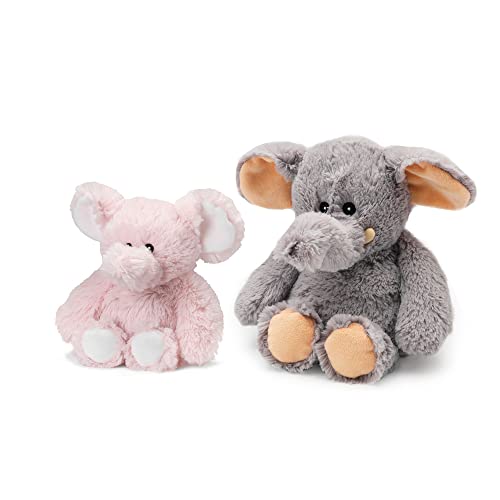 Intelex Warmies Microwavable Plush Set, Gray Elephant and Junior Pink Elephant Warmies are Included - Cozy Plush Heatable Lavender Scented Stuffed Animal