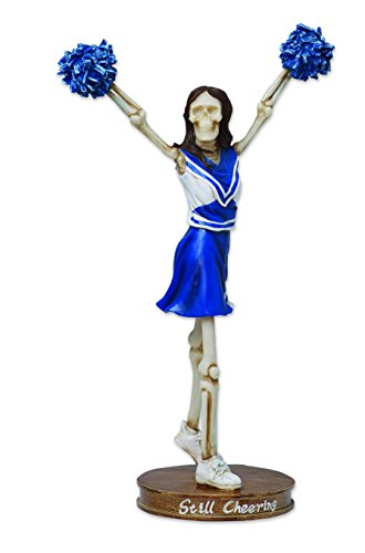 Pacific Trading PTC Pacific Giftware Resin Skeleton Girl Still Cheering Cheerleader Statue, 8.75" H
