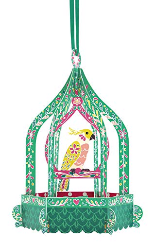 Boston International Santoro Chandelier 3D Hanging Pop-Up Greeting Card, Birdcage Cockatoo