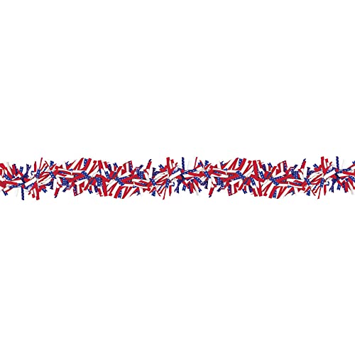 Amscan Patriotic Stars & Stripes Boa Garland Party Decoration, 15&