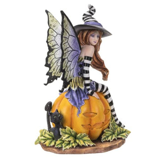 Pacific Trading Giftware Fairy Witch on Pumpkin Figurine, Indoor/Outdoor Decor for Fairy Gardens, Halloween, and New HomeOwners, 5.5" X 4.5" X 8.25"Size