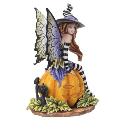 Pacific Trading Giftware Fairy Witch on Pumpkin Figurine, Indoor/Outdoor Decor for Fairy Gardens, Halloween, and New HomeOwners, 5.5" X 4.5" X 8.25"Size