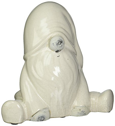 Abbott Collection  Terracotta Sitting Gnome Garden Statue, White