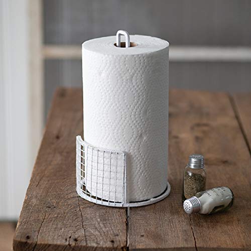 CTW Home Collection 370398 Farmhouse Paper Towel Holder, 7-inch Diameter, White