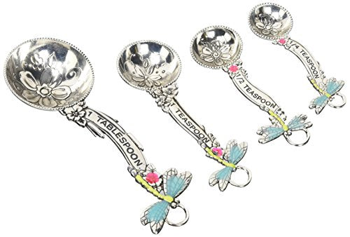 Ganz ER21716 4-Piece Set, Dragonflies Measuring Spoon, One Size, silver