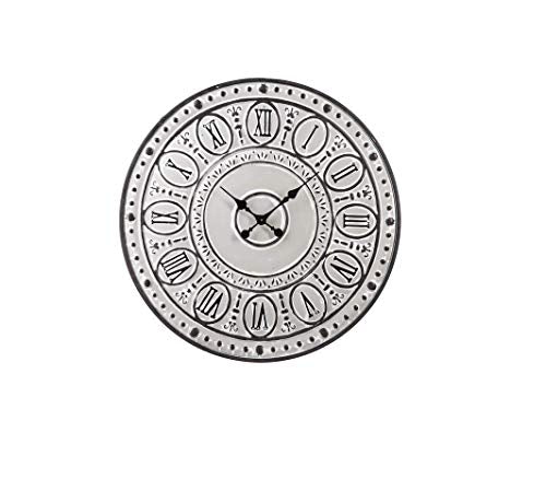 Ganz CB173976 Greywash Embossed Fleur De Lis Wall Clock, 30-inch Diameter, Metal