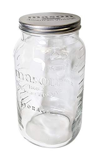 Grant Howard Jumbo Mason Embossed Glass Storage Jar, 136 oz, Clear