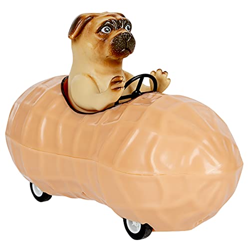 Archie McPhee Pug in a Peanut Pull Back Toy Car